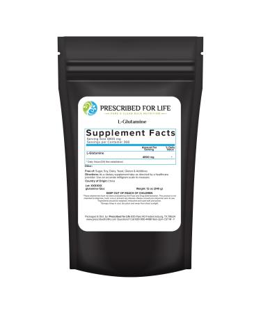Prescribed For Life L Glutamine Powder Pure L Glutamine Amino Acids Supplement Gluten Free Vegan Kosher Non GMO (340g) 11.99 Ounce (Pack of 1)