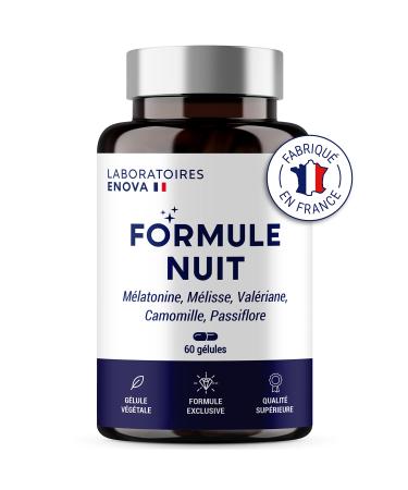 NIGHT FORMULA | Melatonin 1.9 mg + Plants: Valerian Lemon Balm Chamomile Passionflower | 100% Natural Sleep Supplement | 60 Nights of Natural Sleep | Made in France