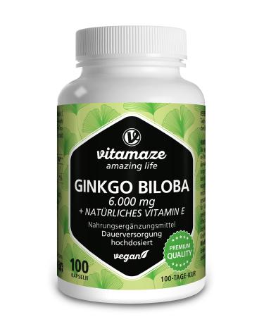 Ginkgo Biloba Capsules 6000mg with Acai L-Carnitine and Vitamin E - 100 Days Supply - Memory and Energy Booster - Gingko Biloba Extract 50:1 - Supplement Without Additives Ginkgo Biloba Complex - Buy Online on GoSupps.com