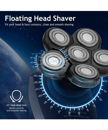 Ufree Head Shavers 6D Professional 5 in 1 for Bald Men - Waterproof Electric Shaver, Trimmer & Grooming Kit with LED Display - Buy Online on GoSupps.com