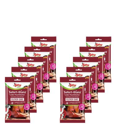 Poliboy instant -gloss leather wet wipes - cleaning towels for on the go - perfect for shoes & bags - 10x10 towels - made in Germany shoes 10 Pack