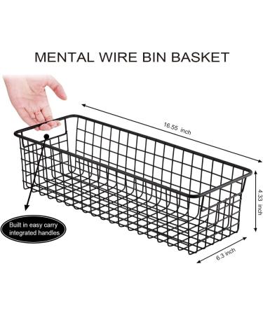 2 Pack Rustic Metal Wire Storage Baskets - Farmhouse Decor for Bathroom, Kitchen, Pantry, Laundry Room, Closets, Garage - Black - Buy Online on GoSupps.com