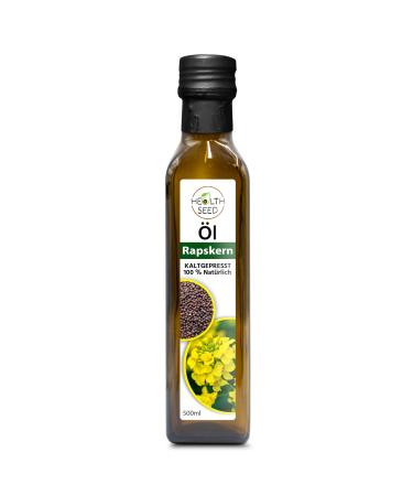 Health Seed Health Seed Unfiltered Rapeseed Kernel Oil - 100% Pure Cold Pressed Glass Bottle - Manufacturer Fresh - 500ml