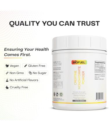 Biofuel Creatine Monohydrate Powder - Muscle Building Strength & Performance - 500g 100 Servings - International Shipping Available - Buy Online on GoSupps.com