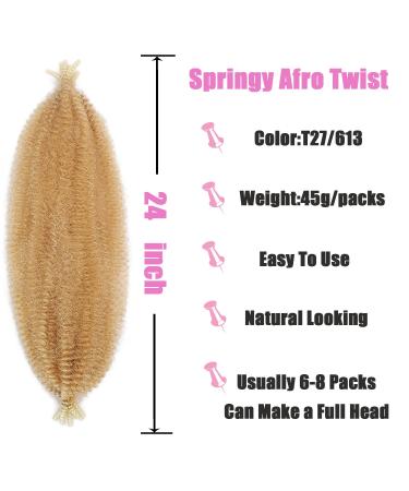 LPARMJIT Springy Afro Twist Hair Extensions - 24 Inch Kinky Marley Twist (Pack of 3) - Soft Butterfly Locs - 27/613 Color - International Shipping Available - Buy Online on GoSupps.com