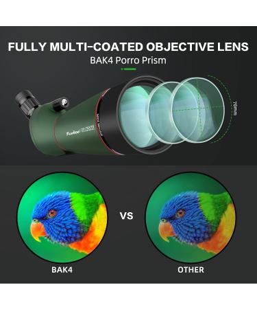 PankooFamily 25-75X70 HD Spotting Scope with Smartphone Mount Kit, Tripod, and BAK4 Angled Eyepiece - Ideal for Bird Watching, Target Shooting, and Wildlife Observation - Buy Online on GoSupps.com