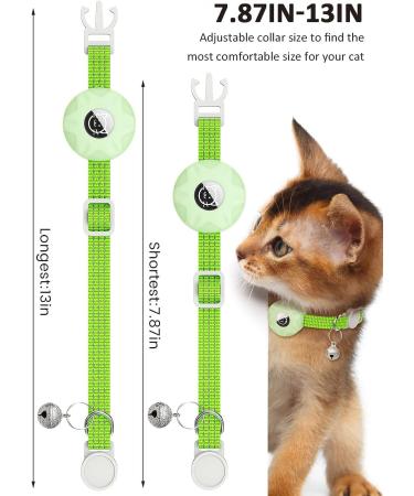 Reflective Airtag Cat Neck Band with Bell - Luminous Green Kitten Collar for Puppies & Cats - Buy Online on GoSupps.com