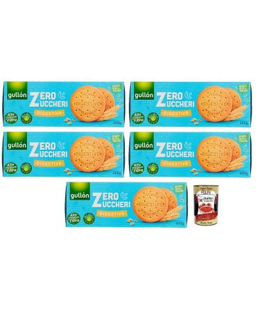 Italian Gourmet E.R. Gull n Digestive Wholemeal Zero Sugar Cookies Whole Cookies with Sweeteners Sugar Free 400 g Pack + Italian Gourmet Tomato Pulp 400 g Tin