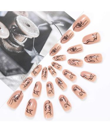 Brishow Almond Press-On Nails - 24 Ballerina Acrylic Nail Art for Women & Girls | Short Artificial Nail Stickers - Buy Online on GoSupps.com