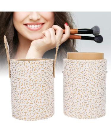 Portable PU Leather Makeup Brush Cup Holder - Travel Cosmetic Organizer - Apricot - Buy Online on GoSupps.com