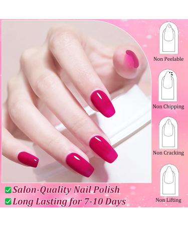 Pink Red Nail Varnish - Shimmer Pearl Nail Polish - Bright Pink Pearlescent Nail Polish Quick Dry - Oil Base Breathable Nail Polish Long Lasting No Chip No Bake For Manicure Home Hot Pink - Buy Online on GoSupps.com