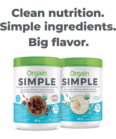 Orgain Simple Organic Plant Protein Powder Chocolate & Vanilla Vegan Made with Fewer Ingredients and Without Dairy Gluten and Stevia Kosher Non-GMO 567g (Pack of 2) - Buy Online on GoSupps.com