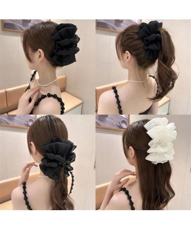 LONGLUAN Bow Bubble Clips Chiffon Silk Bubble Bow Hair Claw Jaw Clip Layered Bubble Mesh Tulle Fluffy Hair Clips Large Claw Clips for Thick Hair (2pcs-B) - Buy Online on GoSupps.com