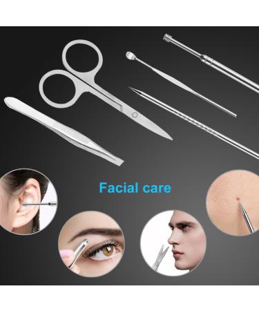 18 Piece Professional Stainless Steel Manicure Set with Travel Case - Nail Clippers, Pedicure Kit, Grooming Tools for Nail Care - Black - Buy Online on GoSupps.com