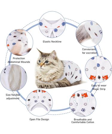 TIESOME Cat Surgical Recovery Suit Breathable Kitten After Surgery Wear Pet Shirt for Abdominal Wounds Home Outdoor Pets Clothing Football (Medium) - Buy Online on GoSupps.com