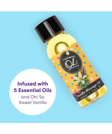 Lovehoney Oh! Kissable Vanilla Massage Oil - Essential Oils Infused - Fast Acting Body Massage Oil - Vegetarian Friendly - 1 fl. oz - Buy Online on GoSupps.com