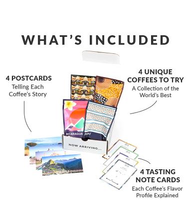 Atlas Coffee Club World of Coffee Sampler - Gourmet Gift Set | 4-Pack Variety Box of Best Single Origin Coffees | Freshly Ground - Buy Online on GoSupps.com