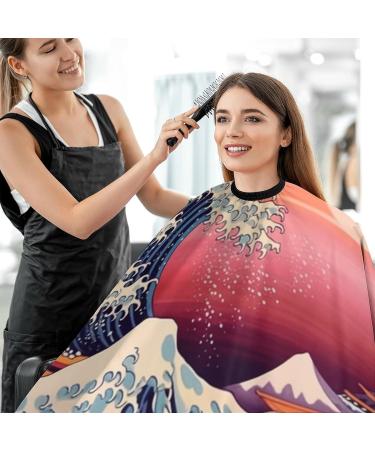 Japanese Ocean Wave Barber Cape - Water Stain Resistant Hair Cutting Apron | Professional Hairdressing Cape - Anti-Static & Durable | 56.7"x66.9 - Buy Online on GoSupps.com