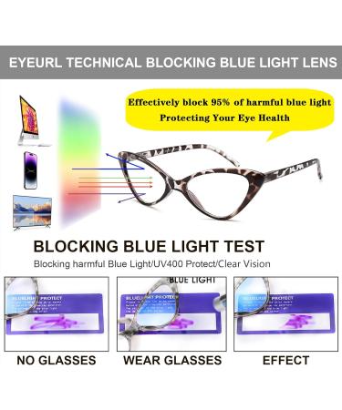 EYEURL 4-Pack Cat Eye Reading Glasses for Women - Blue Light Blocking Anti-Glare Spring Hinges - Stylish 1.50 Readers in Black Pink Clear & Pink Tortoise - Buy Online on GoSupps.com