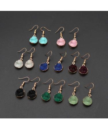 Feyley Crystal Irregular Cluster Earrings - Black Quartz Geode Dangle Earrings for Women & Men | Unique Jewelry Gift - Buy Online on GoSupps.com