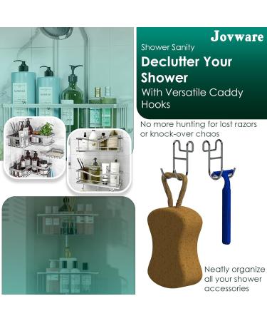 Starich Shower Caddy Hooks & Razor Holders - Durable Shower Hooks for Luffa & Razors - Silver 2 Open Design - Buy Online on GoSupps.com