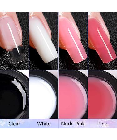 Vrenmol 4 Colors Builder Nail Gel Kit with 100 Pcs Forms and Brush - Nail Extension Gel Set for Manicure - Clear, Pink, White, Nude Gel Art - Buy Online on GoSupps.com