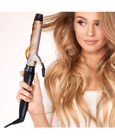 Curling Iron Set - 38mm Hair Curler with Gloves LCD Display Adjustable Temperature Auto Shut Off & Dual Voltage - Rose Gold - Buy Online on GoSupps.com