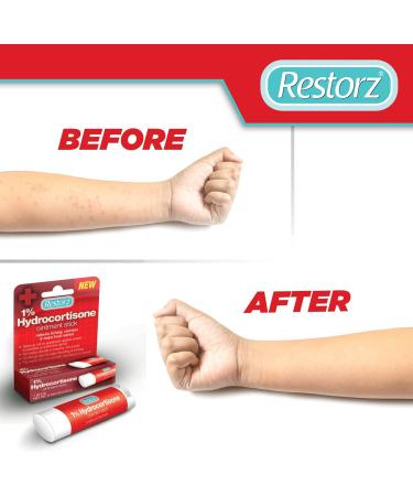 Restorz Hydrocortisone 1% Cream Stick (2 Pack) - Fast-Acting Relief for Itches, Bites, Redness & Rashes - Buy Online on GoSupps.com
