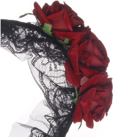 Day of The Dead Floral Headband with Long Veil Flower Crown Festival Headband (Style D) - Buy Online on GoSupps.com