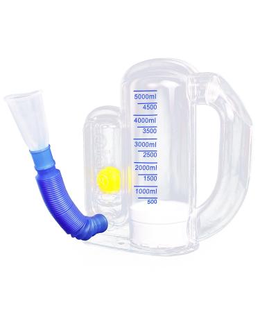 Breathing Exercise Device for Lungs Deep Breathing Trainer for Children and Adult 5000ml Volume Measurement with Flow Rate Indicator.
