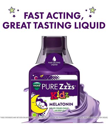 Vicks Pure Zzzs Kidz Liquid Melatonin Sleep Aid for Kids - 1mg per Serving - Twin Pack 16 Fl Oz - Buy Online on GoSupps.com