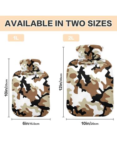 Hot Water Bottle 2L with Camouflage Cover | Desert Hot Water Bag for Pain Relief & Winter Warmth - Buy Online on GoSupps.com