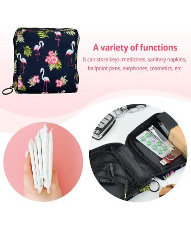 Sanitary Napkin Storage Bag & Menstrual Cup Pouch - Black Flamingo Print | Portable Feminine Period Pouch for Girls & Women - Buy Online on GoSupps.com