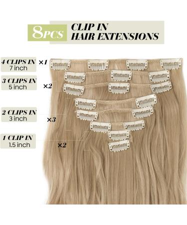 S-noilite 17 Inch Dark Blonde Mix Bleach Blonde Clip In Hair Extensions - 8pcs Full Head Set, 60 Colours Available, Sexy Lady Fashion Choice - Curly Style - Buy Online on GoSupps.com