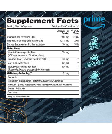 Blue Star Nutraceuticals Status Testosterone Booster for Men | Natural Test Support with KSM 66 Ashwagandha - Boost Stamina Muscle Growth & Energy - 90 Veggie Capsules - Buy Online on GoSupps.com