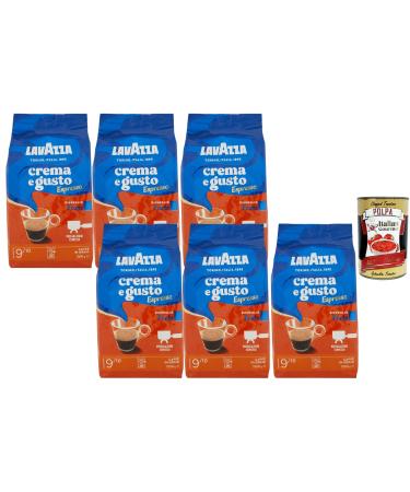 Italian Gourmet Lavazza Crema e Gusto Espresso Risveglio Forte Caf en grains 6 x 1 kg (6 kg) Intensit 9/10 m lange italien puissant & cors crema riche style bar + Italian Gourmet polpa