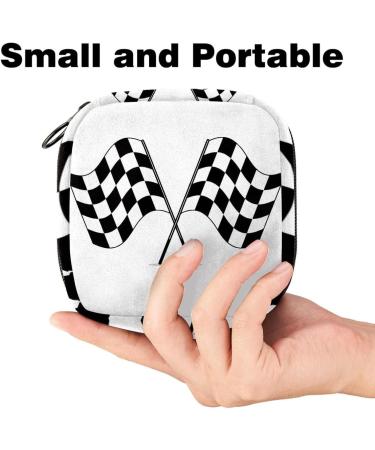 Black & White Checkered Bandage Storage Bag for Menstrual Cup - Portable Zipper Pocket for Teens & Women - Buy Online on GoSupps.com