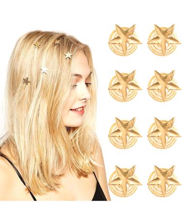 NAISKA 8PCS Gold Star Hair Accessories Spiral Hair Pins Wedding Stars Hair Clips Bridal Headpieces Decoration Loc Dreadlock Accessories Hair Jewelry for Women and Girls (Gold)