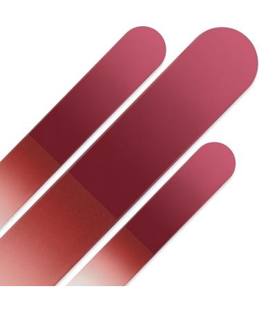 Glass file - Mont Bleu Set of 3 Crystal Nail Files in Pouch - Personalised gifts for women - Genuine Czech Tempered Glass - Handmade in Czech Republic - Glass Nail Files for Natural Nails Cayenne Red - Buy Online on GoSupps.com