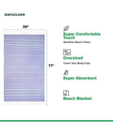 HAVLULAND Set of 6 Turkish Cotton Beach Towels - Oversized, Absorbent, Quick-Dry & Sandproof - 71x39 in - Ideal for Travel & Beach Adventures - Buy Online on GoSupps.com