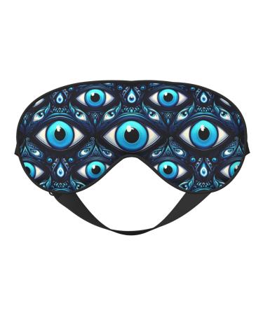 Double-Sided Eye Mask Eye Sleep Shade Cover Turkish-Blue-Evil-Eye-Bead Unisex Night Sleeping Mask