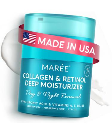 MAREE Face Moisturizer Retinol Cream for Face Daily Wrinkle Cream for Women Anti-Aging Face Cream Facial Moisturizer with Collagen Crema Hidratante Para la Cara for Skin Tightening 1.7 Fl Oz (Pack of 1)