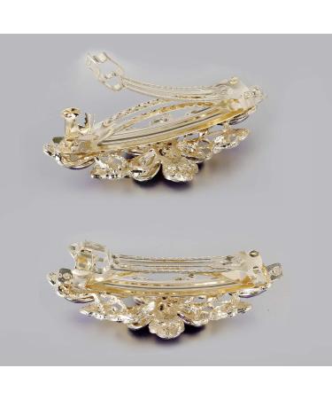 Minimalist CZ White Pearl Hair Clips with Champagne Brown Crystal Barrettes - Handmade Bridal Hair Accessories for Women and Teens - Buy Online on GoSupps.com