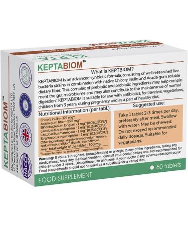 KEPTABIOM Probiotic Tablets for Adults & Kids - Multi-Strain Live Bio Cultures & Prebiotic Inulin - Gut Health & Digestion Support - Buy Online on GoSupps.com