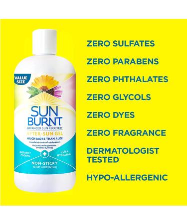 Sunburnt Ultra Hydrating Aloe Vera Gel - Organic Blend for Soothing & Hydrating Dry Skin - 16oz - Buy Online on GoSupps.com
