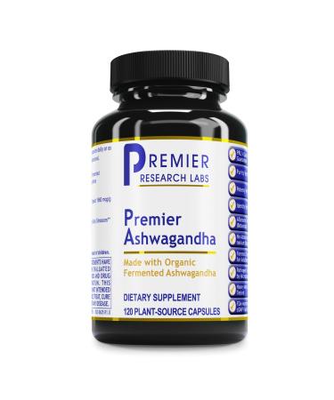 Premier Research Labs Premier Ashwagandha - Pure Supplement for Women & Men with Organic Ashwagandha Root Herbal Pills for Stress & Sleep Support Fermented for Absorption - 120 Plant-Based Capsules