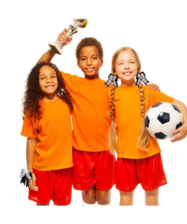 10 Piece Soccer Hair Bows - Elastic Hair Ties for Girls, Players, Teams - Black and White Soccer Sport Accessories - Buy Online on GoSupps.com