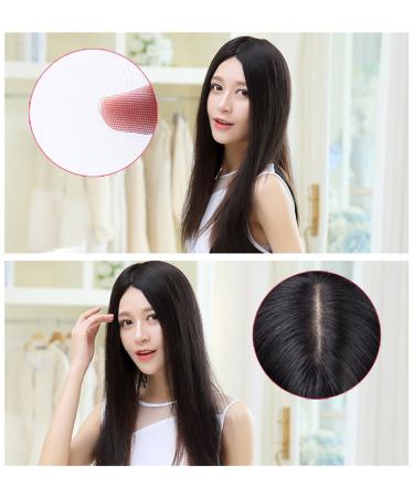 Large Mono-Base Real Hair Clip-In Crown Topper for Women - 15.2x17 cm Side Part Off Black (2# 30 cm) - Buy Online on GoSupps.com