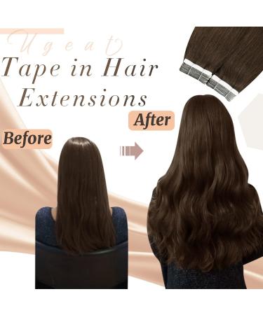 Ugeat Dark Brown Tape Extensions - Real Remy Hair 20 Pieces 40cm 50g - Natural Look #4 - Buy Online on GoSupps.com