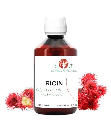 Organic Castor Oil Eyelash and Eyebrow Serum Hair and Capillary Oil Very Fast Hair and Beard Growth Natural Anti Hair Loss Nails and Cuticles BIO Castor Oil 1000 ml